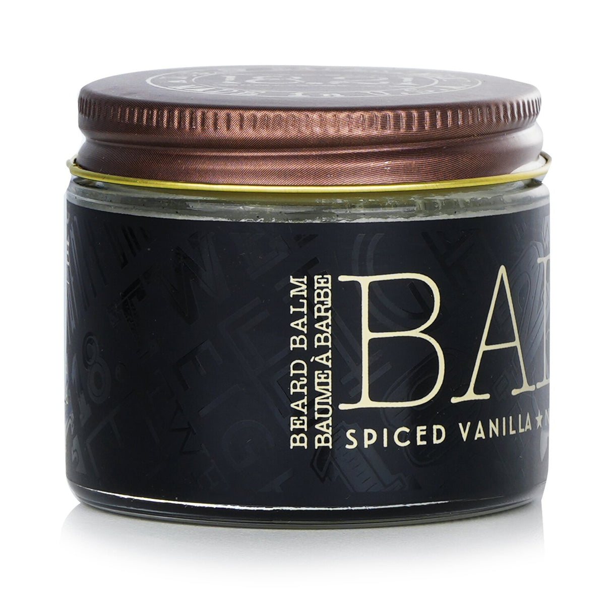 18.21 Man Made Beard Balm in Spiced Vanilla, 2oz, ideal for taming and moisturizing coarse beards with a masculine scent.