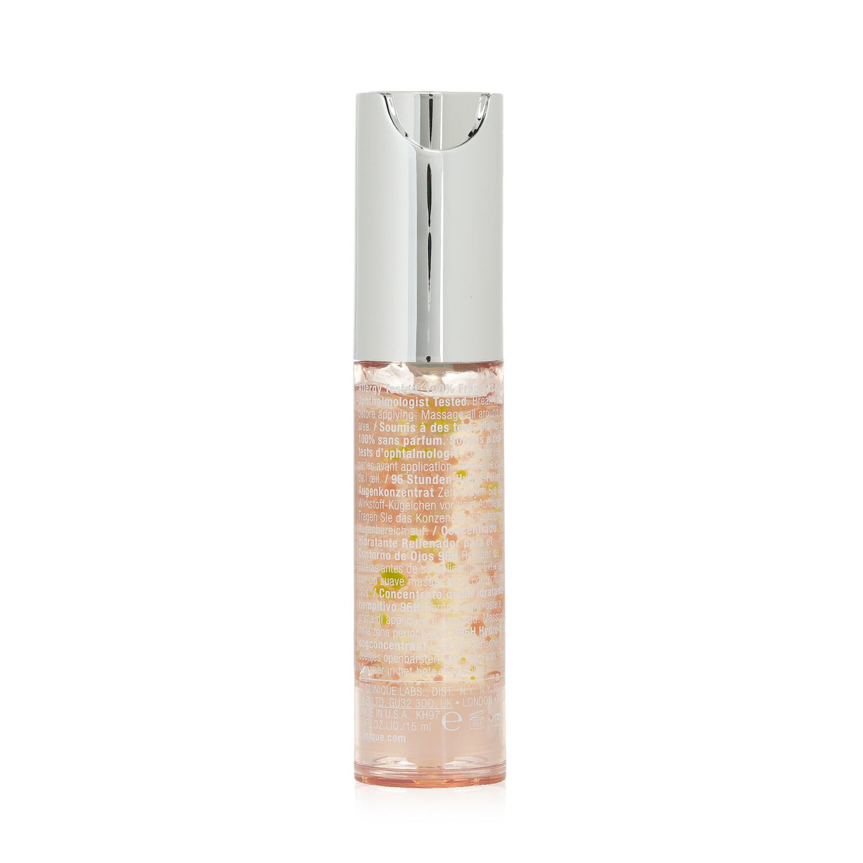 Clinique Moisture Surge Eye Concentrate in a 15ml water-gel bottle, offering 96 hours of hydration and reducing dark circles.