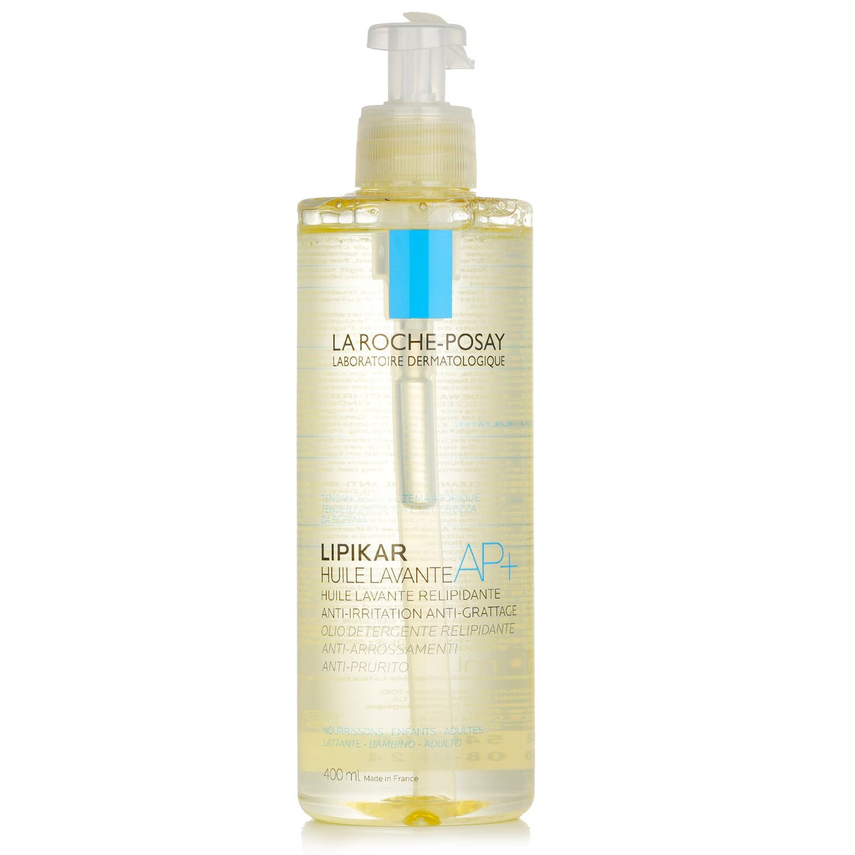 La Roche Posay Lipikar AP+ Cleansing Oil in 400ml, gentle formula for atopic skin, enriched with Shea Butter and Niacinamide.