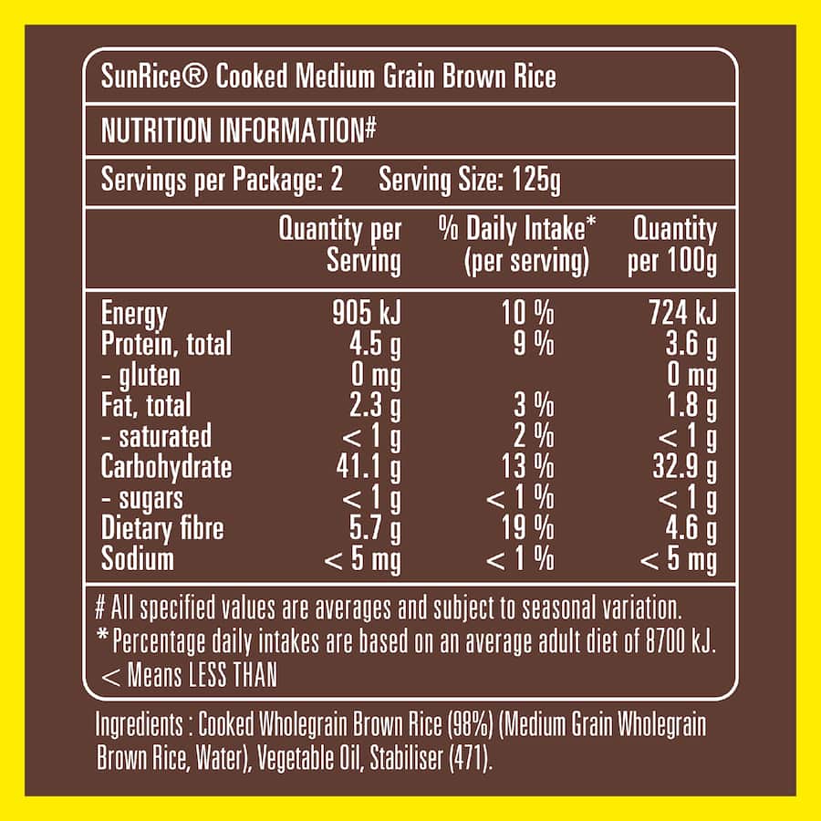 Sunrice Microwave Rice Brown Medium Grain Pouch 250g