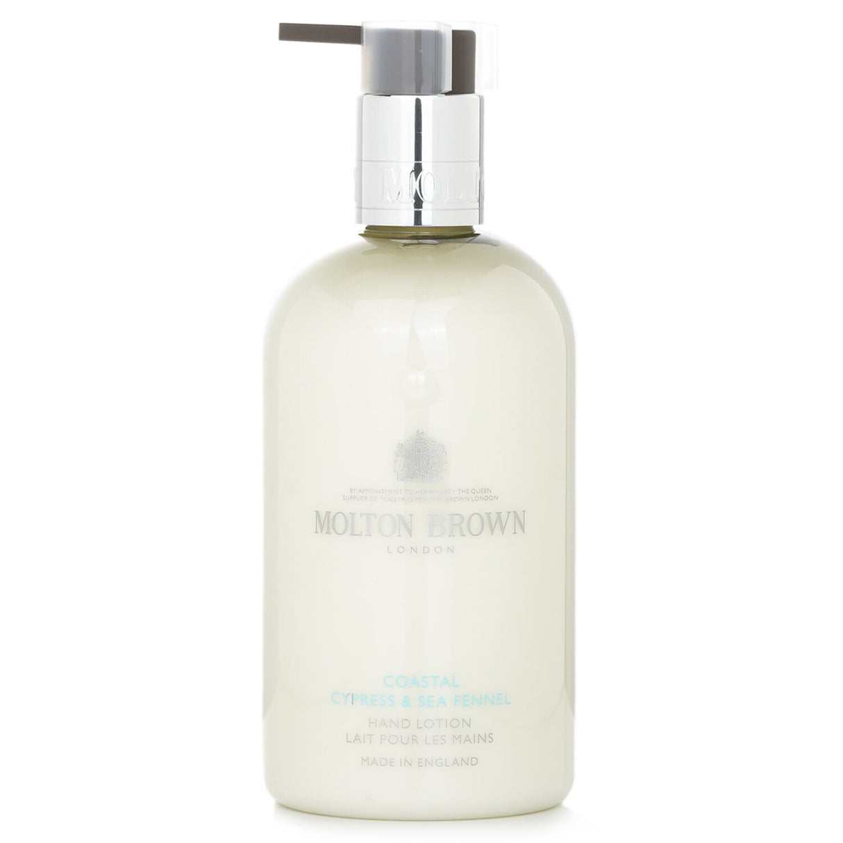 Luxurious 300ml hand lotion with marine scent, absorbs quickly for deep hydration and softer skin; paraben-free and vegan.