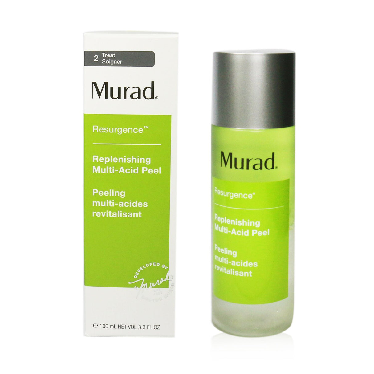 Murad Replenishing Multi-Acid Peel bottle showcasing bi-phase formula for smoother, radiant skin with nourishing oils.