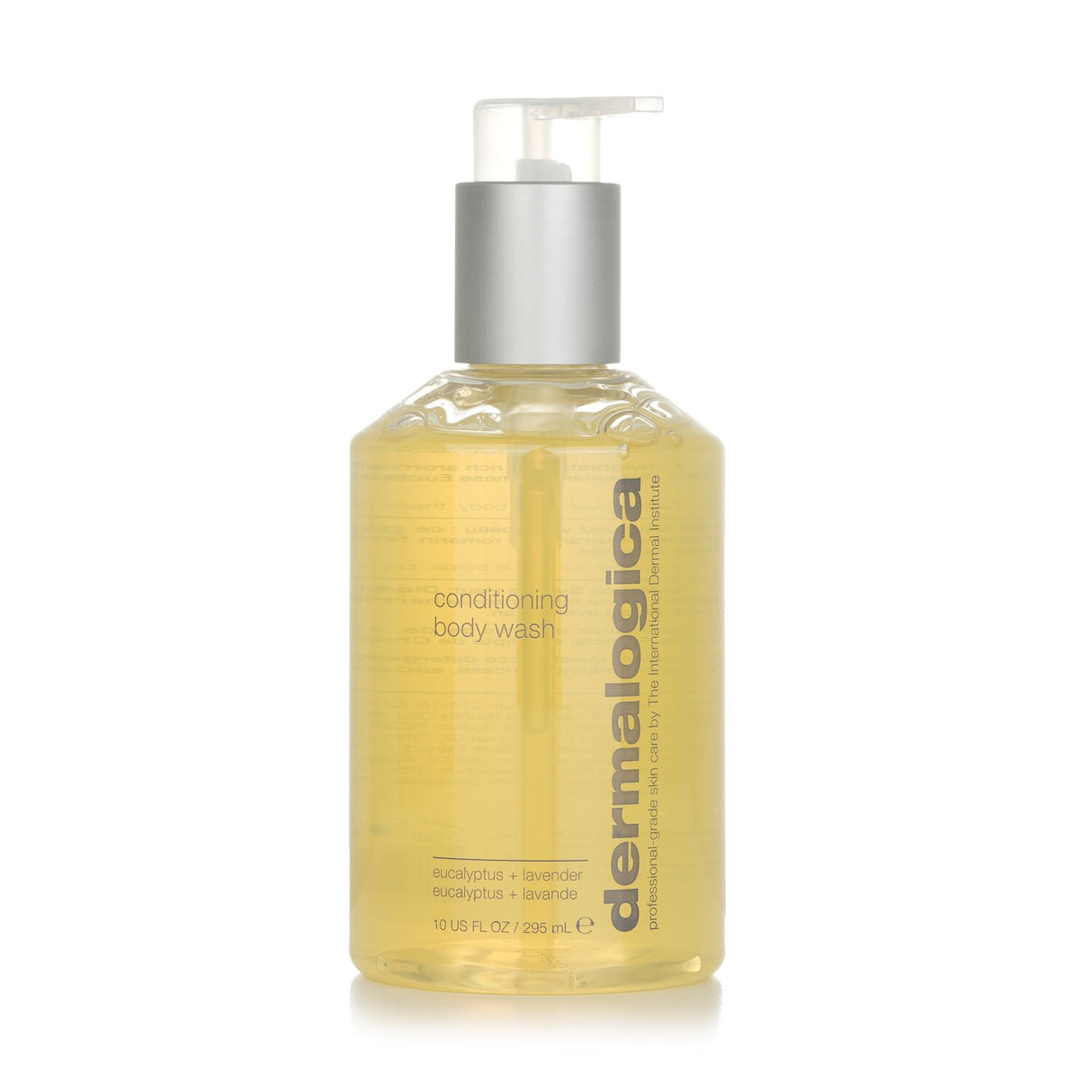 A 295ml bottle of Dermalogica Conditioning Body Wash, a vegan, soap-free gel with aromatic oils for nourishing skin.