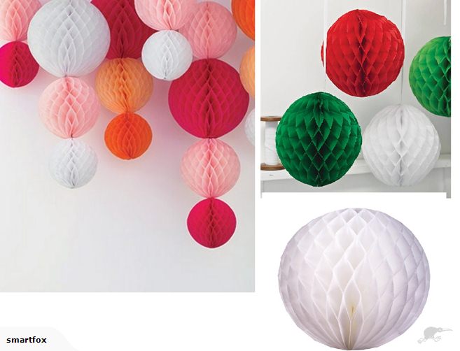 White tissue paper honeycomb lanterns balls, 30cm, pack of 10, ideal for parties, weddings, and decor.
