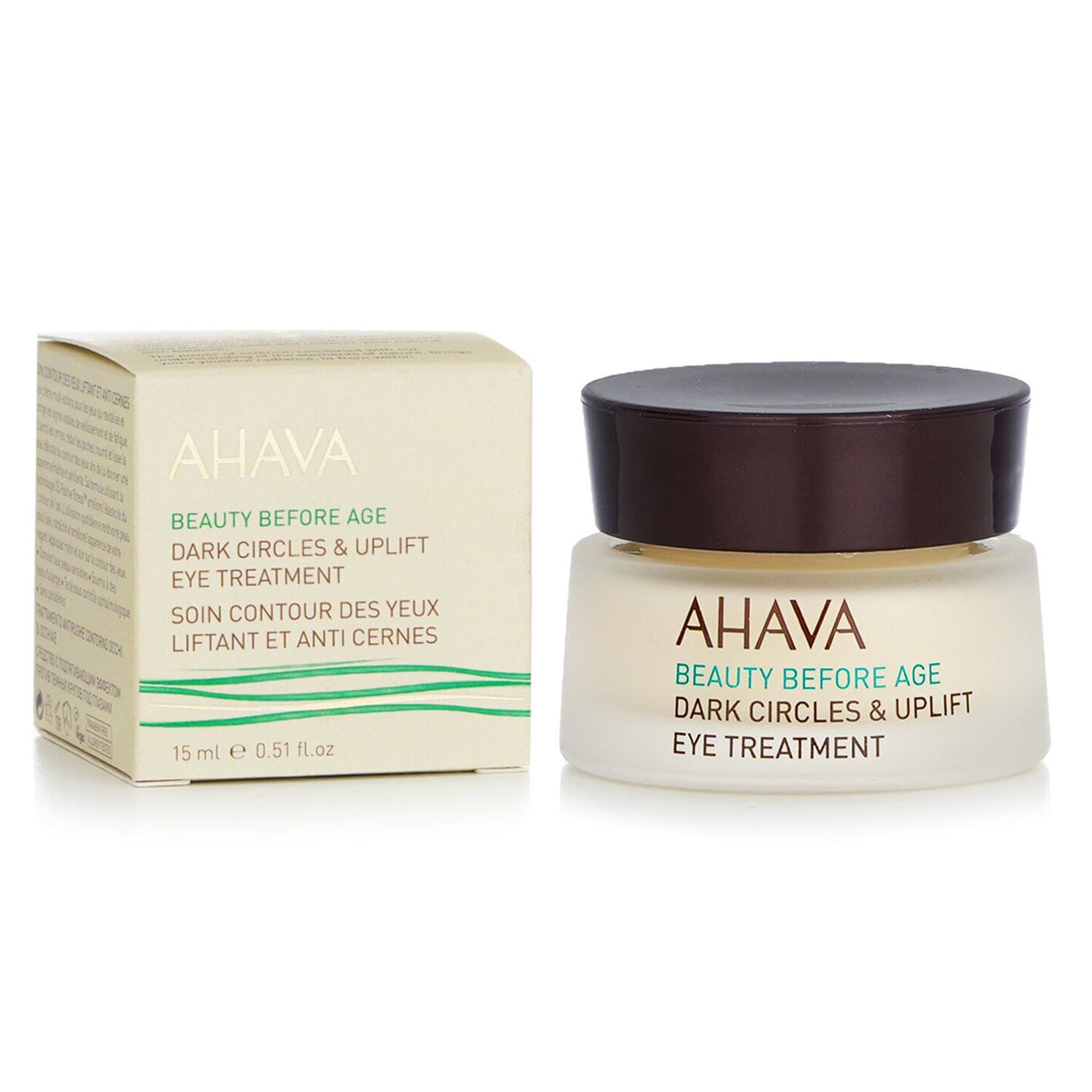 Ahava Beauty Before Age Eye Treatment: rejuvenating cream for dark circles, enriched with peptides and botanical extracts.