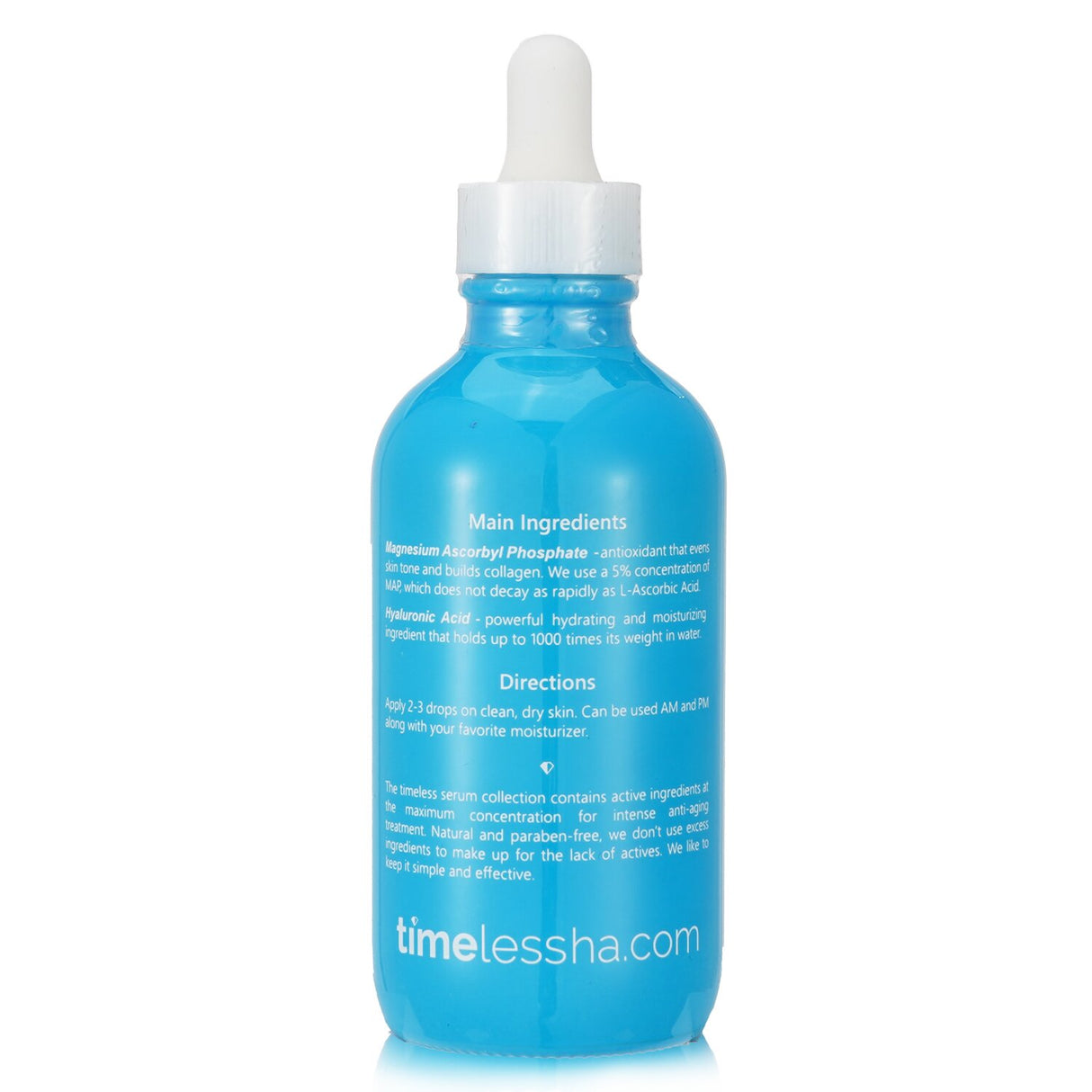 Timeless Skin Care Hyaluronic Acid Serum with Vitamin C in 120ml for hydration, brightness, and anti-aging benefits.