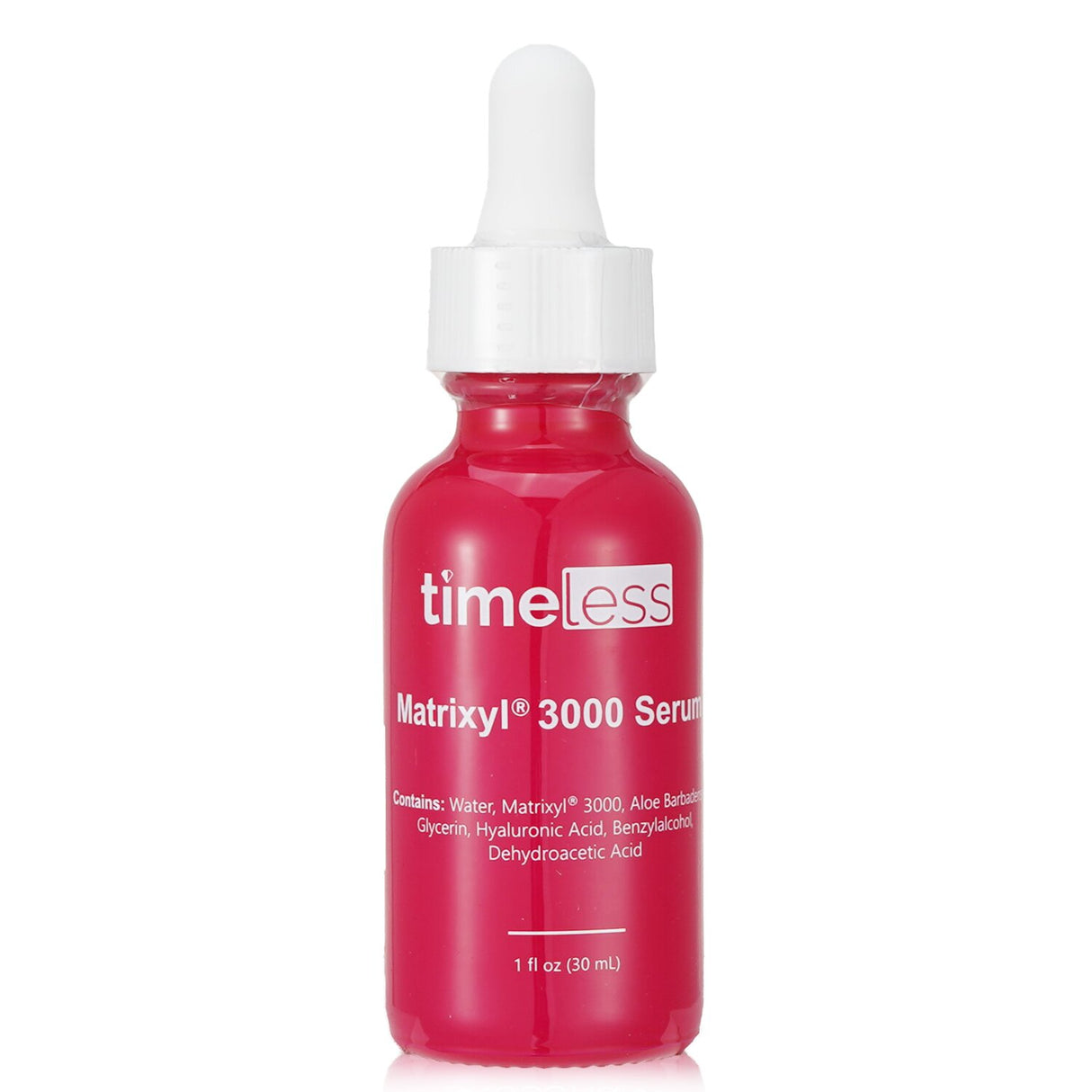 Timeless Skin Care Matrixyl 3000 Serum with Hyaluronic Acid for youthful, hydrated skin; 30ml bottle, age-defying formula.