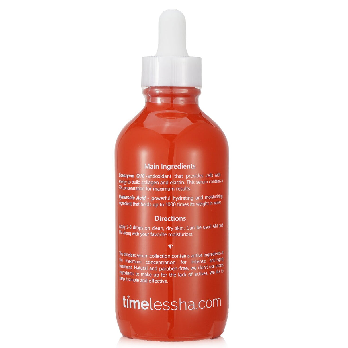 Timeless Skin Care serum with Coenzyme Q10, Matrixyl 3000, and Hyaluronic Acid for rejuvenated, youthful skin.