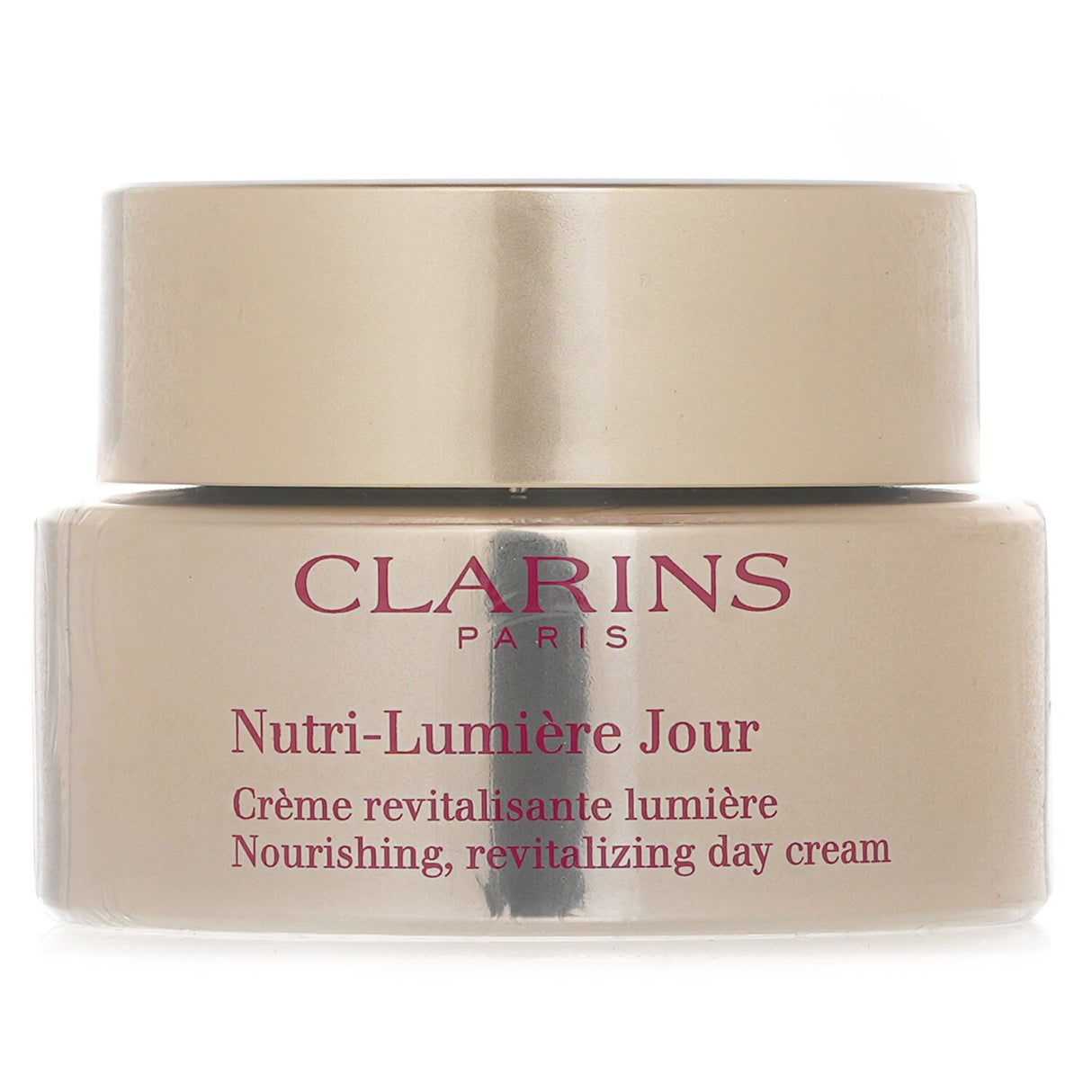 Clarins Nutri-Lumiere Jour Day Cream, a 50ml anti-aging moisturizer with horse chestnut and ten organic ingredients for mature skin.