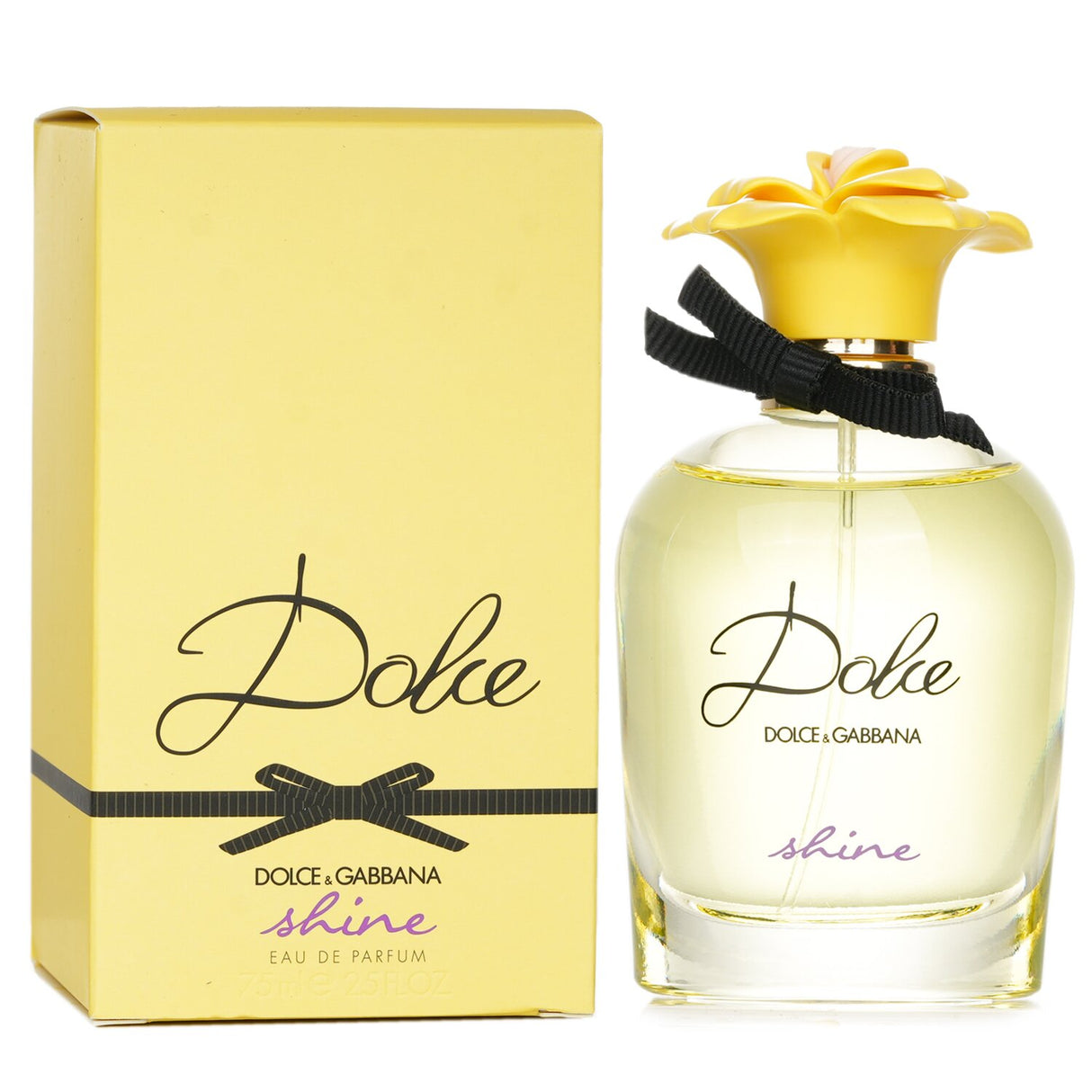 Dolce Shine Eau De Parfum 75ml, a vibrant floral fruity fragrance for women, featuring mango and jasmine, perfect for sunny days.