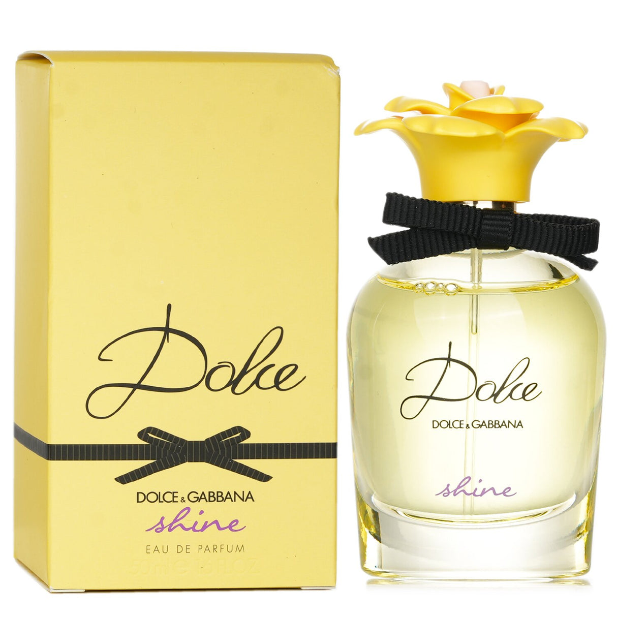 Dolce & Gabbana Dolce Shine Eau De Parfum in a 50ml bottle, featuring tropical floral notes for a cheerful, sunny scent.