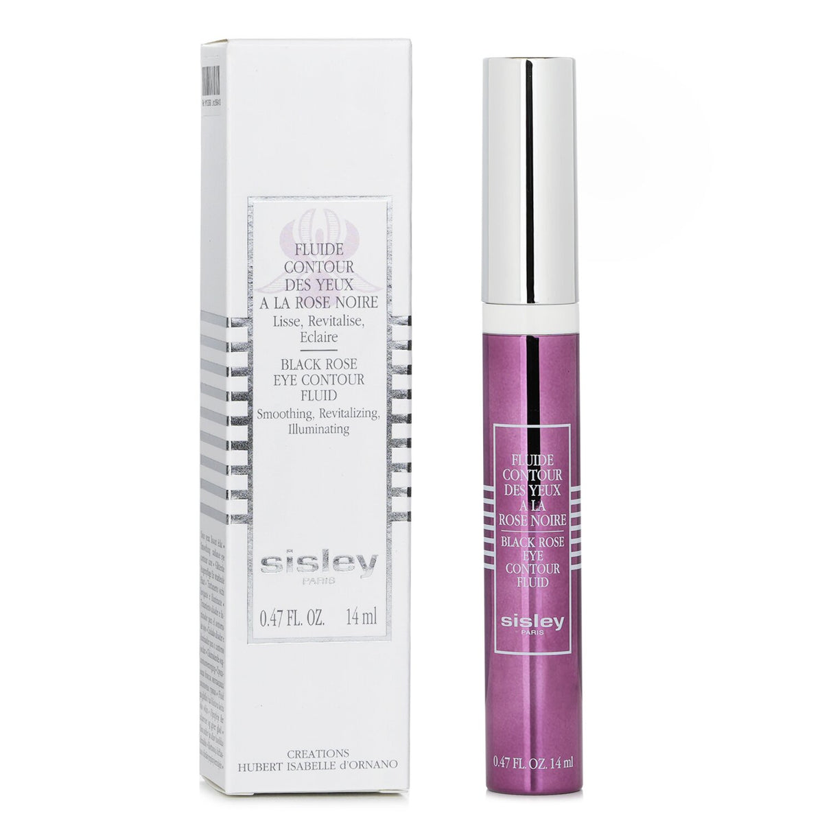 Luxurious Sisley Black Rose Eye Contour Fluid in a 14ml bottle, revitalizes eyes with cooling applicator and brightening formula.