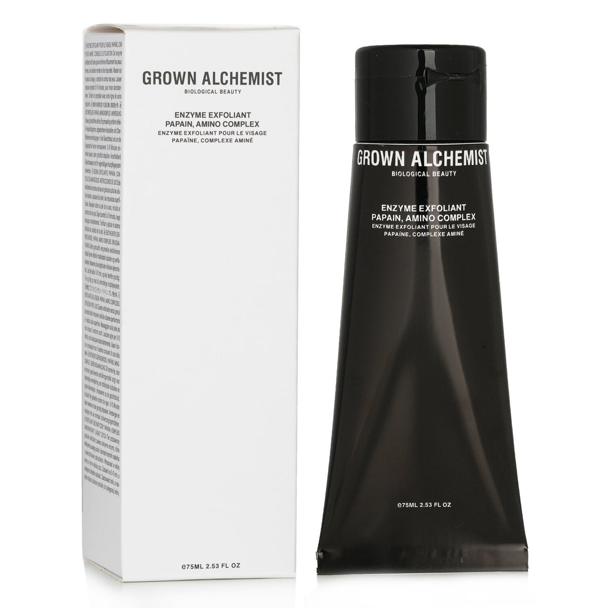 Grown Alchemist Enzyme Exfoliant in a 75ml tube, featuring papain, amino complex, and nourishing natural ingredients for radiant skin.