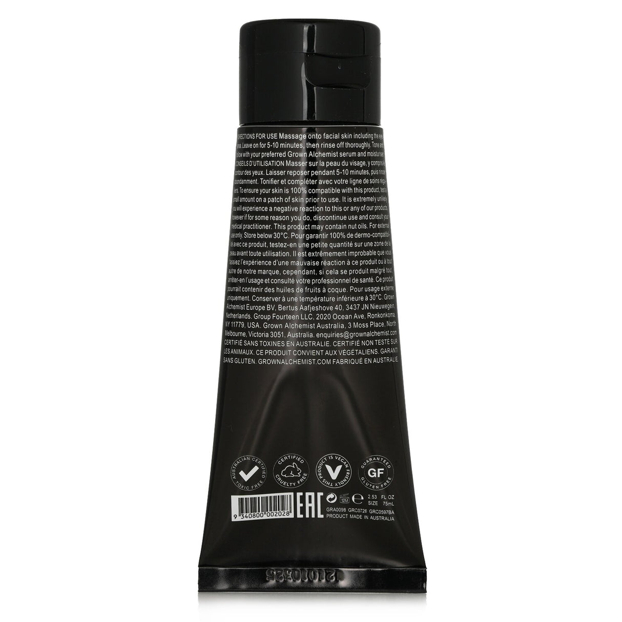 Grown Alchemist Enzyme Exfoliant, 75ml, features Papain and Amino Complex for gentle, effective skin renewal and hydration.