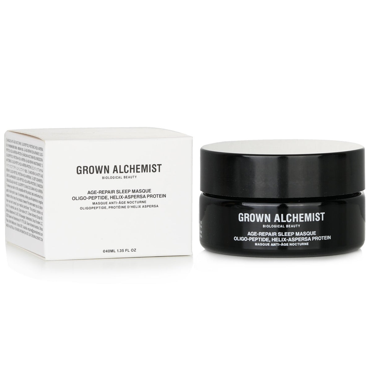 Grown Alchemist Age-Repair Sleep Masque in a 40ml jar, designed to reduce wrinkles and boost skin hydration overnight.