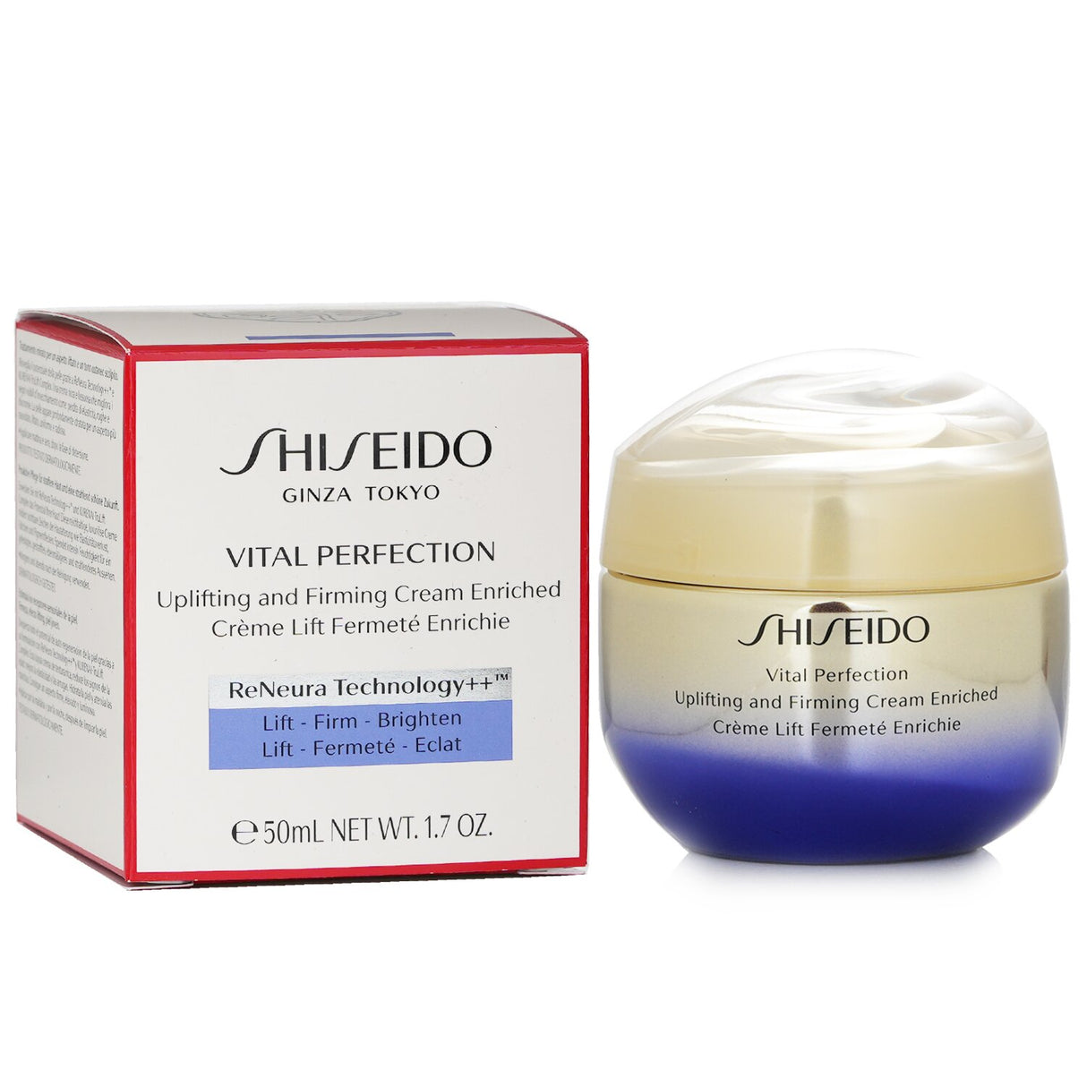 Shiseido Vital Perfection cream, 50ml, promotes firm, youthful skin and enhances facial contours for a radiant complexion.