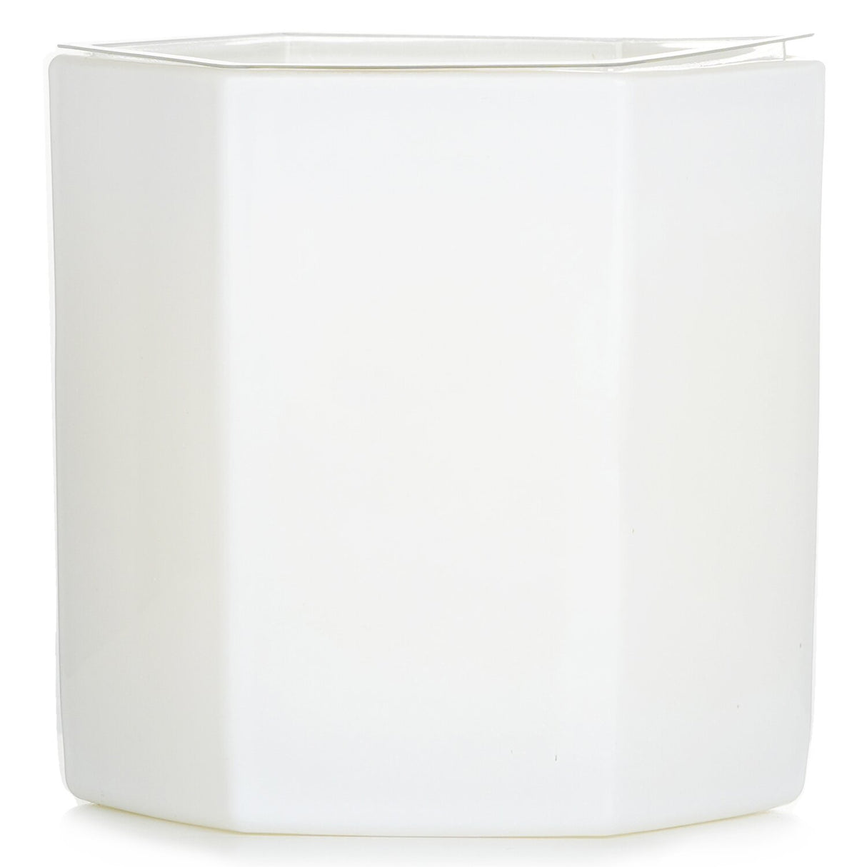 Elegant white candle in a glass holder with citrus floral scents of orange blossom, lilac, and jasmine for 60-hour ambiance.