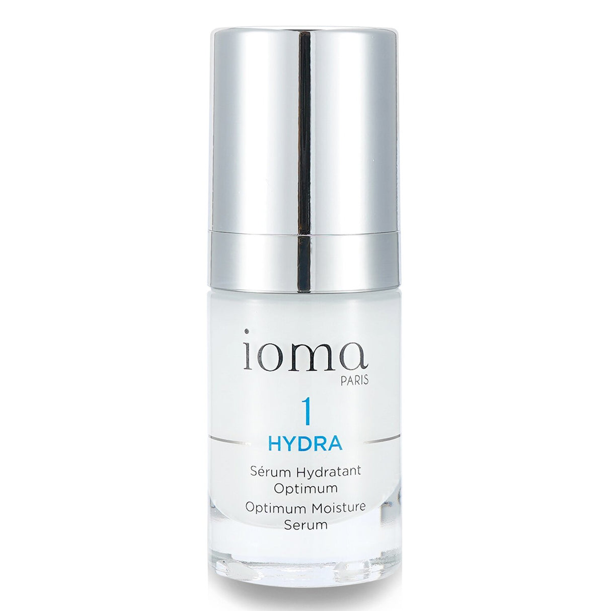 IOMA Hydra Serum in a 15ml bottle, designed for deep hydration, improves skin texture and elasticity with a melt-in gel formula.