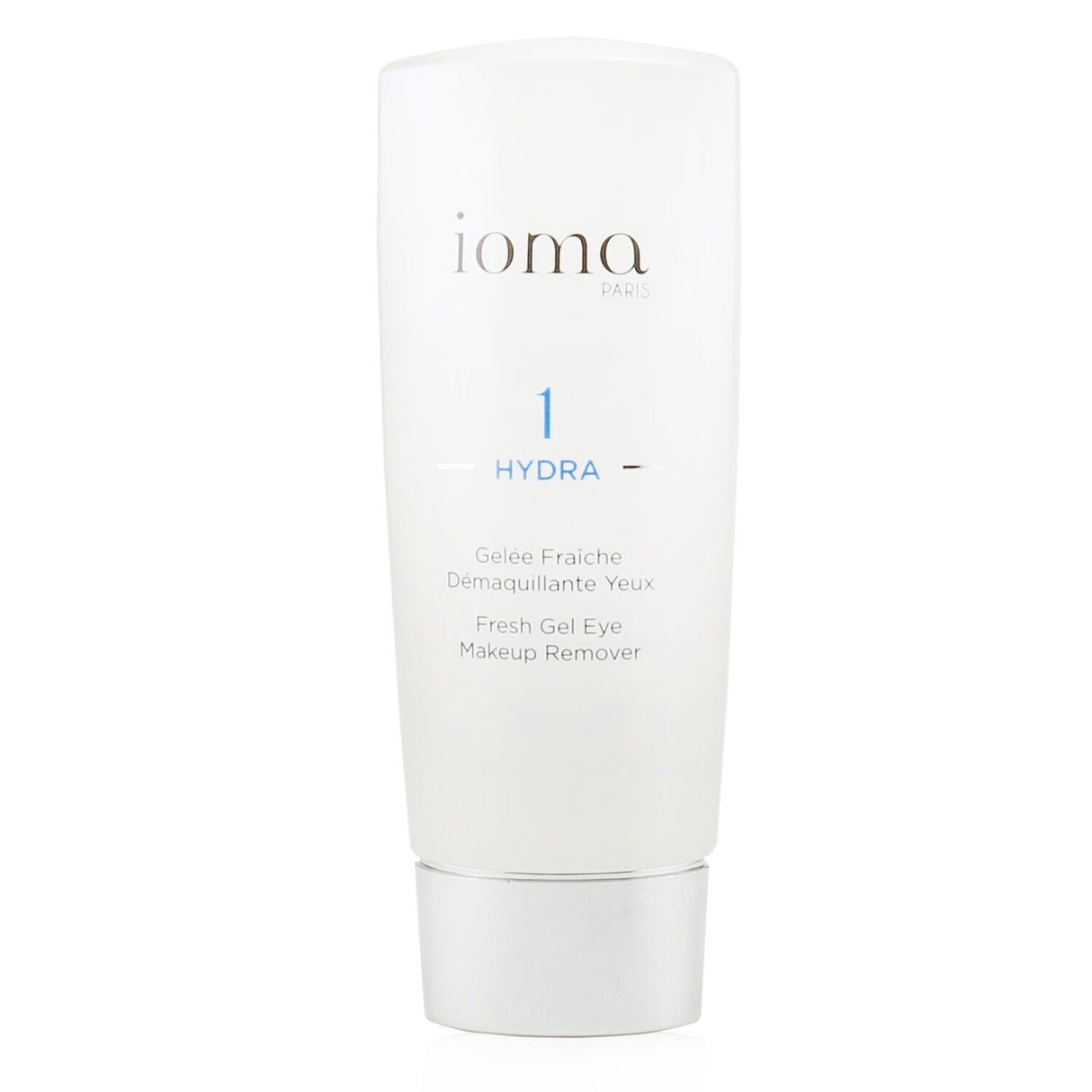 IOMA Hydra Fresh Gel Eye Makeup Remover in a 110ml bottle, gently cleanses and nourishes while enhancing lash volume and strength.
