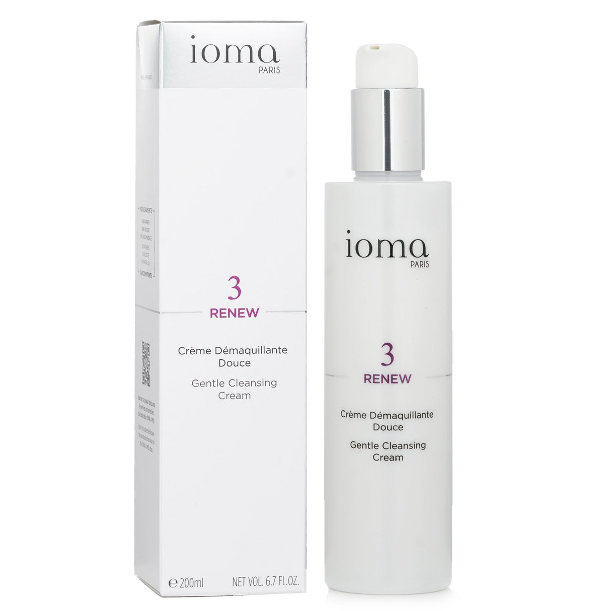 Luxurious IOMA Renew Gentle Cleansing Cream in a 200ml tube, effectively removes makeup while nourishing and refreshing skin.
