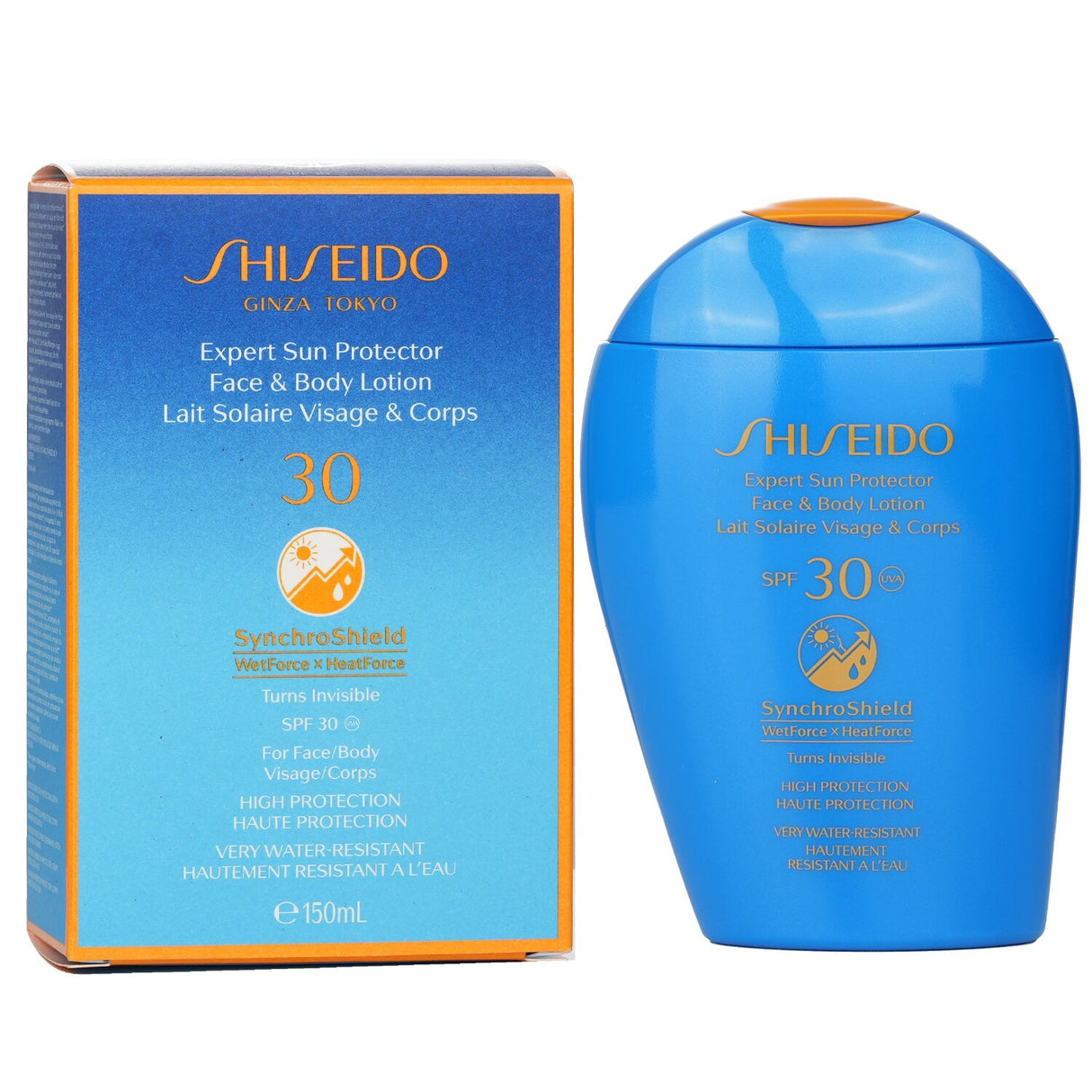 Shiseido SPF 30 sunscreen lotion, lightweight and water-resistant, turns invisible on skin while offering high UV protection.
