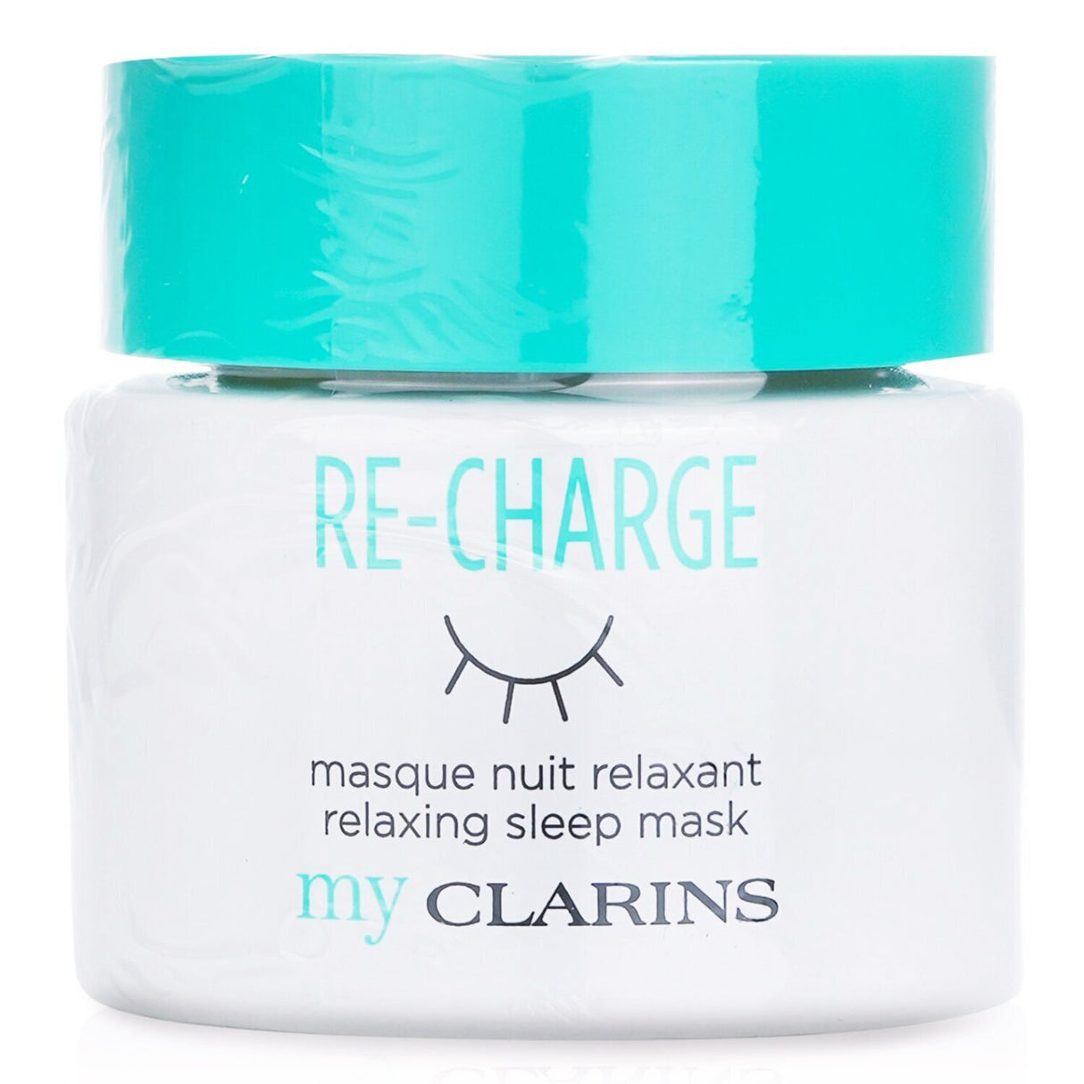 Relaxing sleep mask by Clarins, enriched with 88% natural ingredients for hydrated, rejuvenated skin overnight.