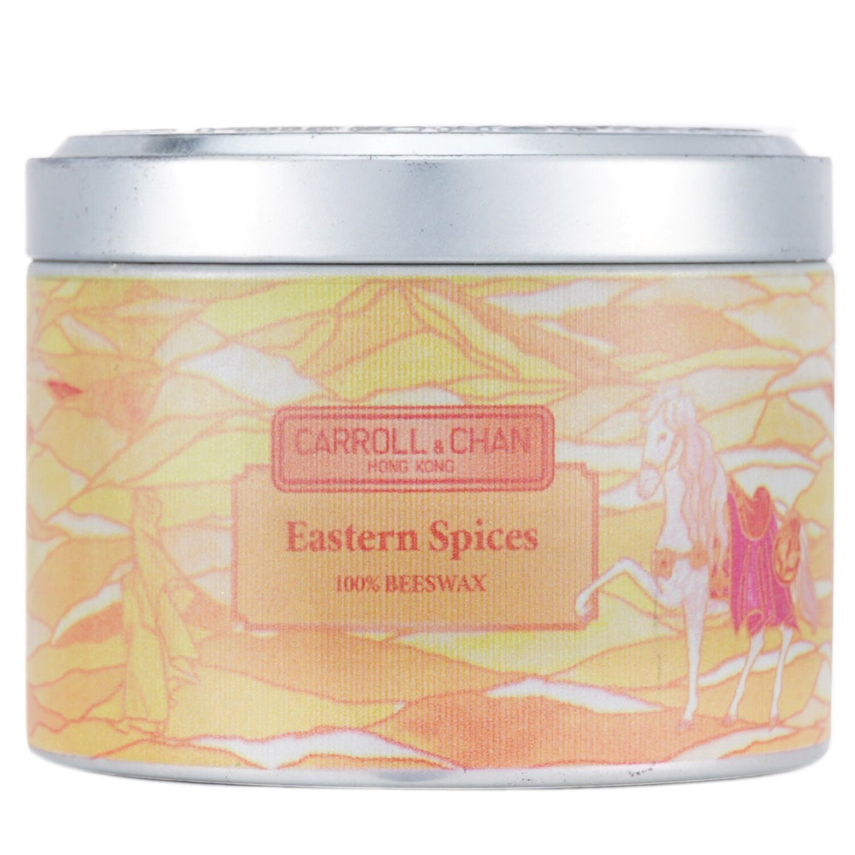 100% beeswax tin candle in Eastern Spices scent, eco-friendly, wooden wick, burns clean for 25 hours.