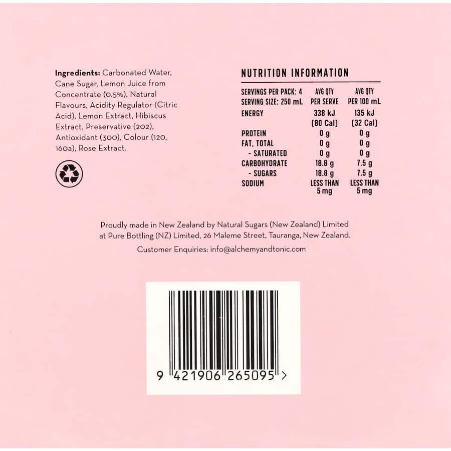 Alchemy & Tonic Lemonade Hibiscus Pink 250ml cans 4pack