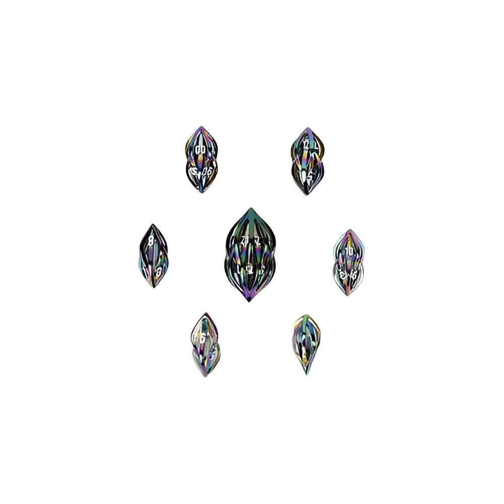 LPG Dice Elliptic Hollow Dice Set Oilslick