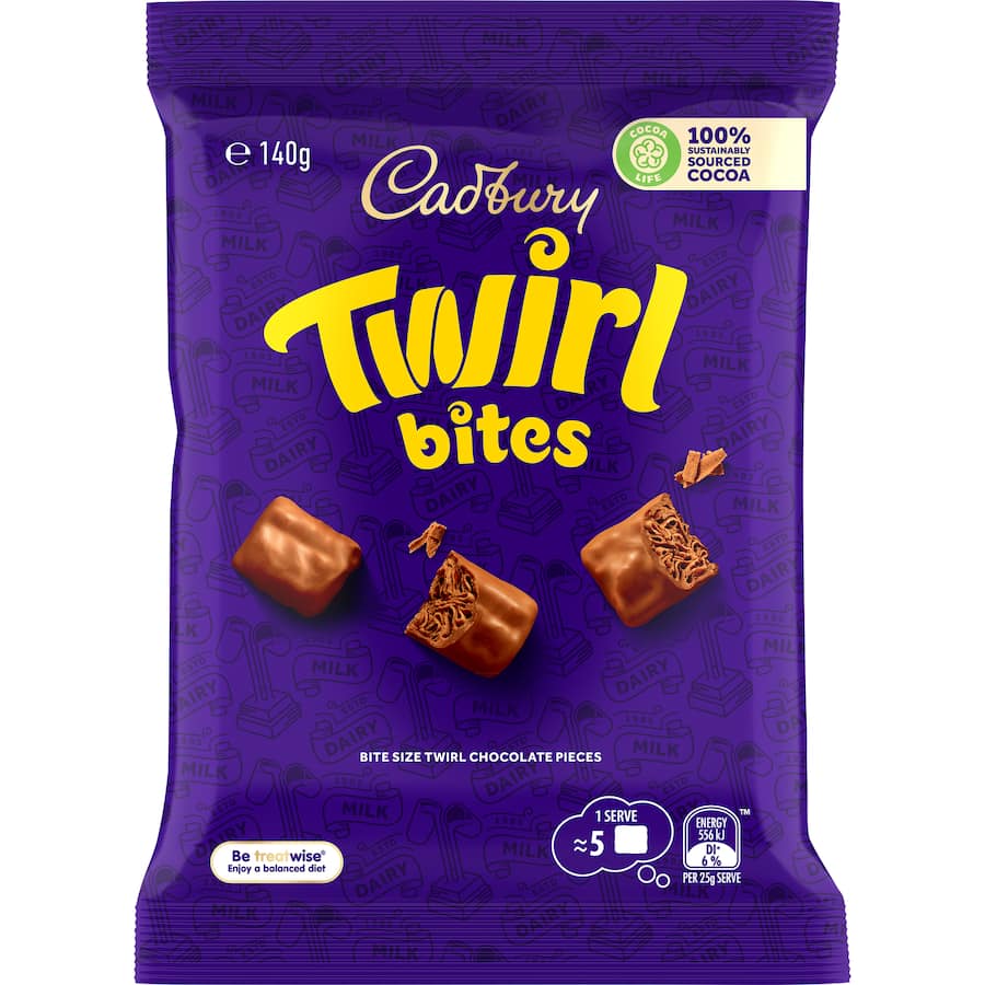 Cadbury Chocolate Sharepack Twirl Bites Bag 140g