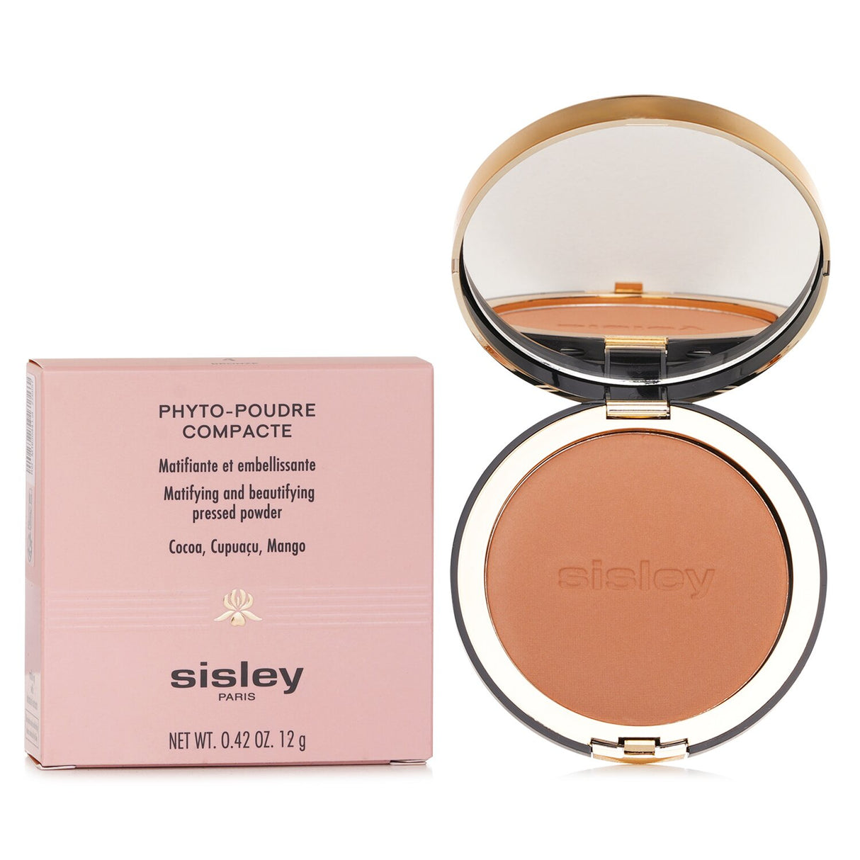 Sisley Phyto Poudre Compacte in #4 Bronze, a creamy pressed powder for a flawless, radiant complexion with hydrating benefits.