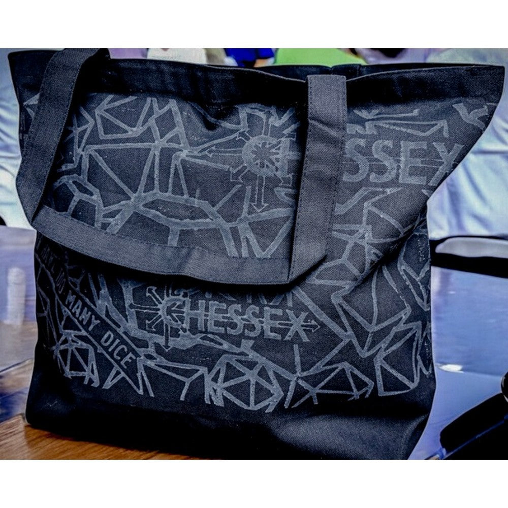 CHX 85108 "Too Many Dice" Large Gusseted Bottom Black Tote Bag