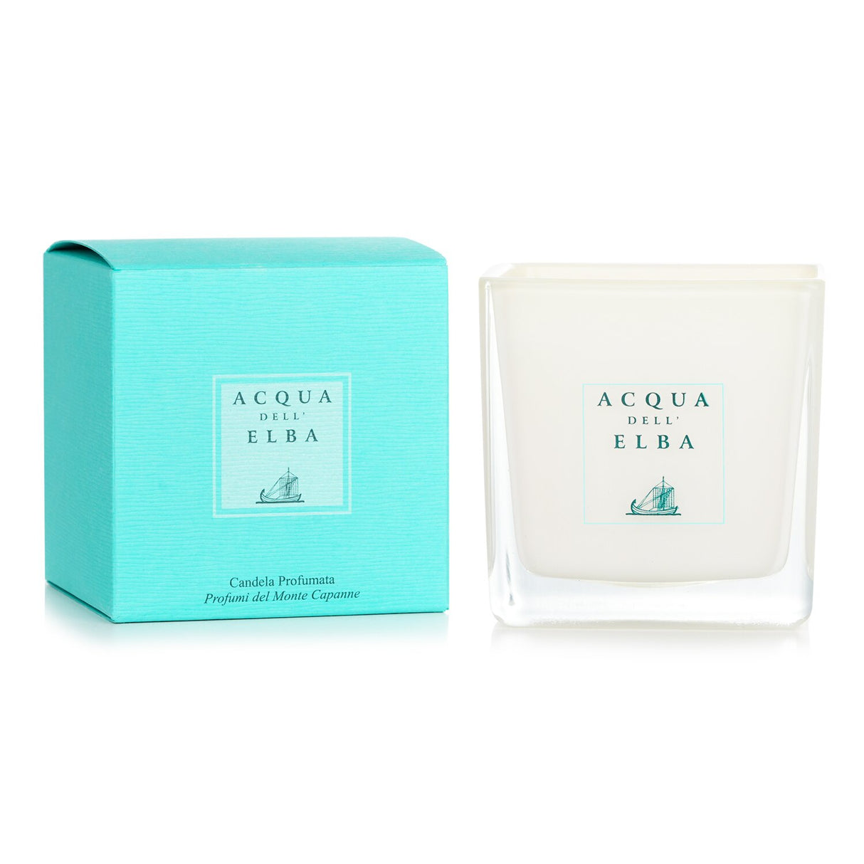 Luxurious Acqua Dell'Elba scented candle, hand-poured, 180g, offers serene aromas and a 60-hour burn time for elegant ambiance.