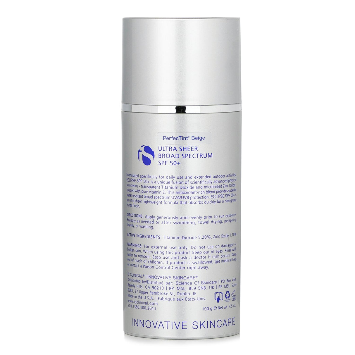 IS Clinical - Eclipse SPF 50 Sunscreen Cream - # Perfectint Beige - 100ml/3.3oz