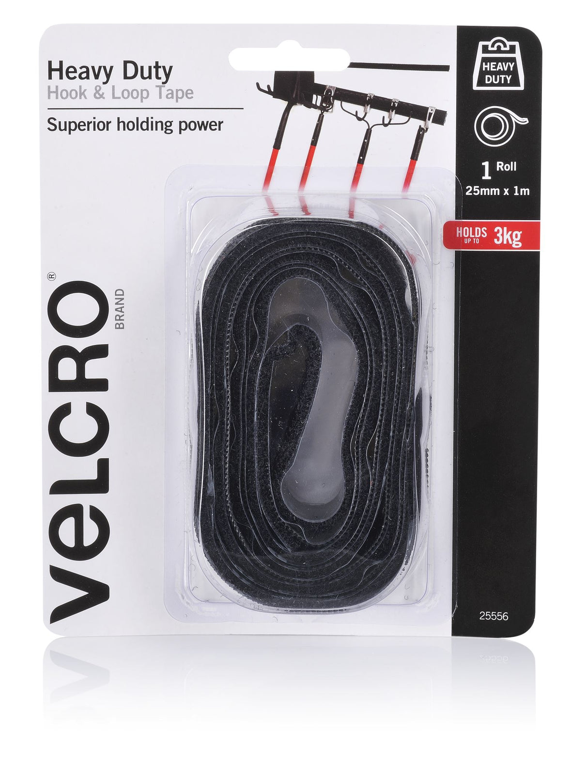 VELCRO® Stick On Hk & Lp-Heavy Duty 25mm X 1m Black