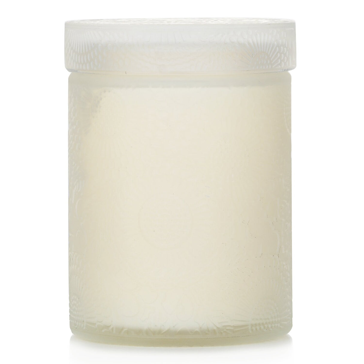 Elegant Voluspa Small Jar Candle with Spiced Goji and Tarocco Orange fragrance, hand-poured in a chic glass container.