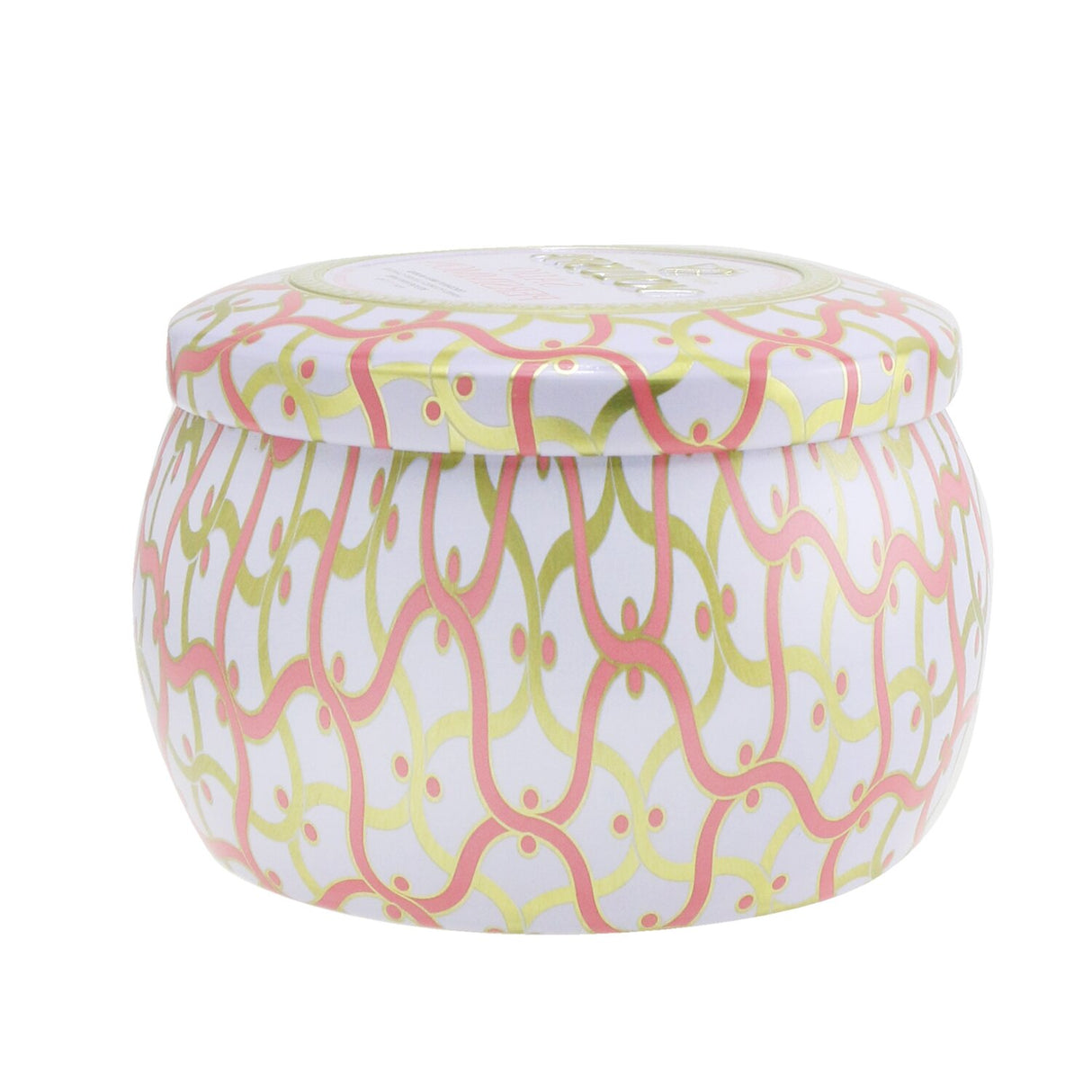 Voluspa Mini Tin Candle in Saijo Persimmon, featuring coconut wax and natural wicks, housed in a decorative metal tin.