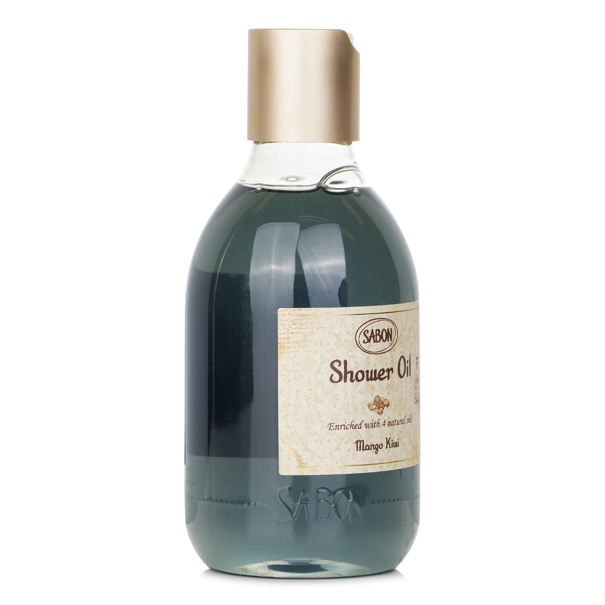 Bottle of Sabon Mango Kiwi Shower Oil, 300ml, moisturizing body cleanser with essential oils for soft, radiant skin.