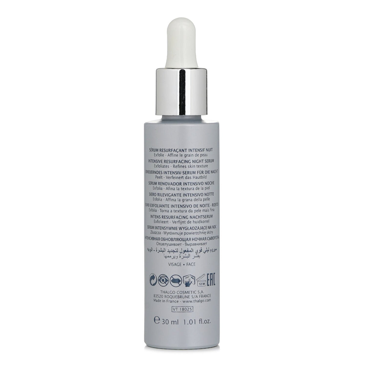 Thalgo Peeling Marin Intensive Resurfacing Night Serum in 30ml boasts potent marine ingredients for youthful, radiant skin renewal.