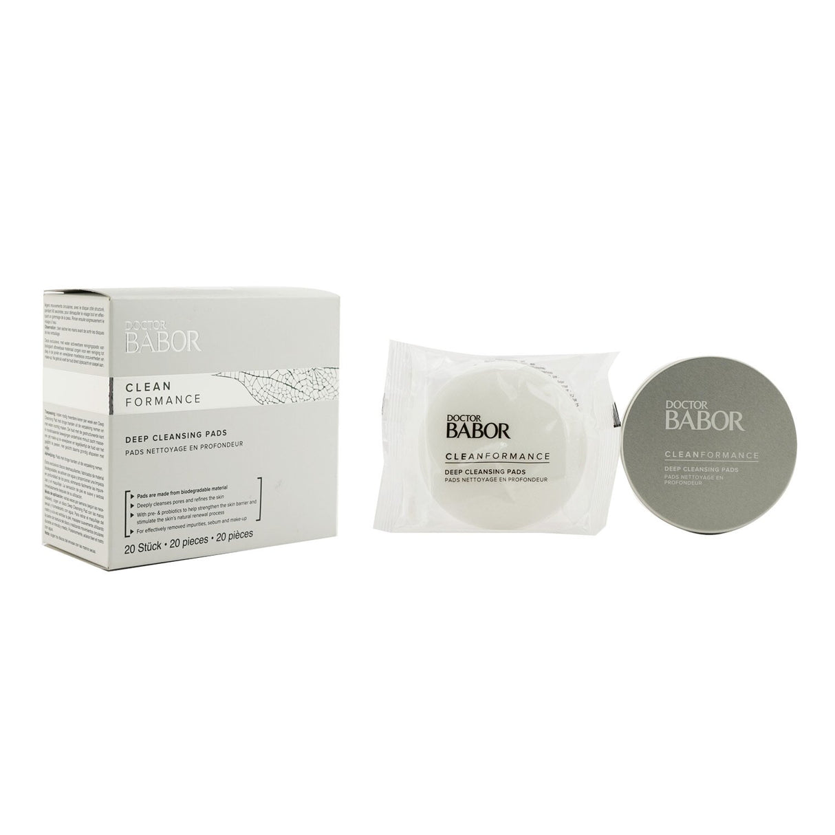 Biodegradable cleansing pads with natural ingredients, removing waterproof makeup while soothing and revitalizing skin.