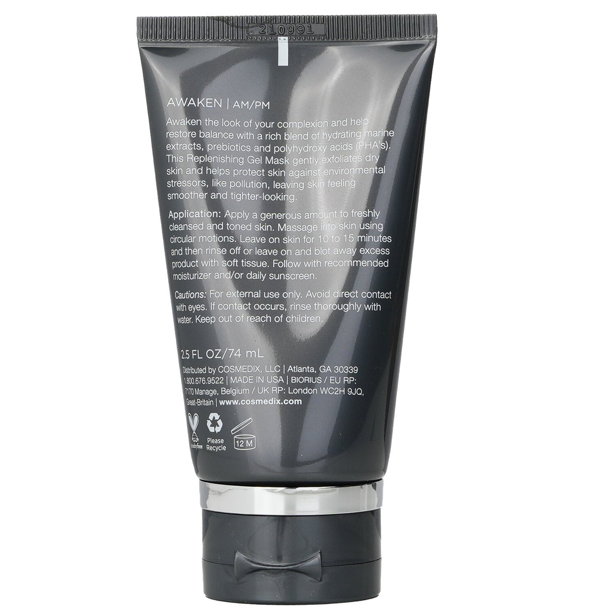 Hydrating gel mask with marine extracts, prebiotics, and PHA for smoother, firmer skin and environmental protection.