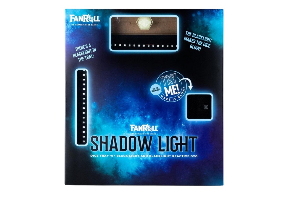 Fanroll: Blacklight Dice Tray with d20: Black - Gaming Accessory