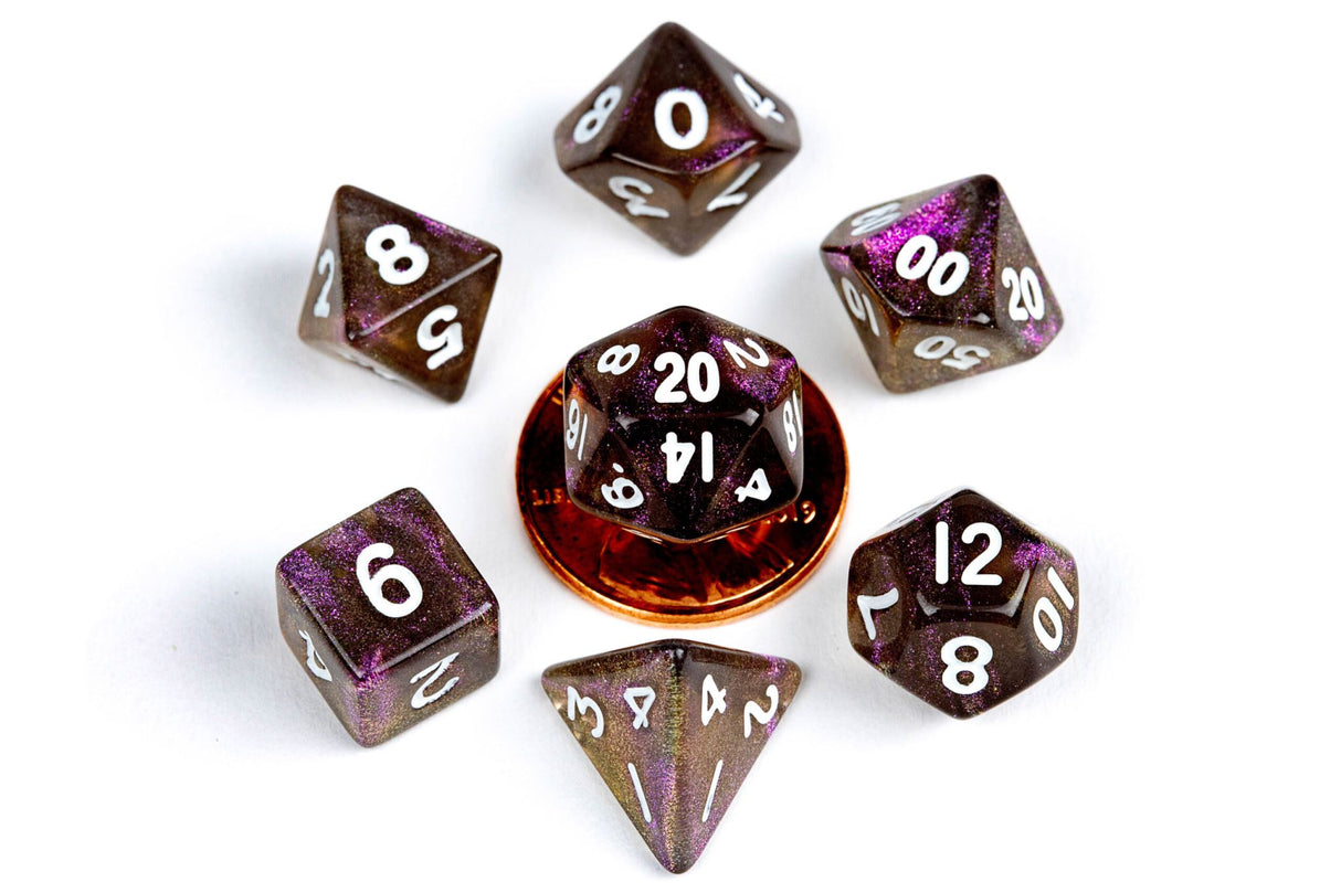 Fanroll: 10mm Mini Polyhedral Dice set: Stardust Supervolcano