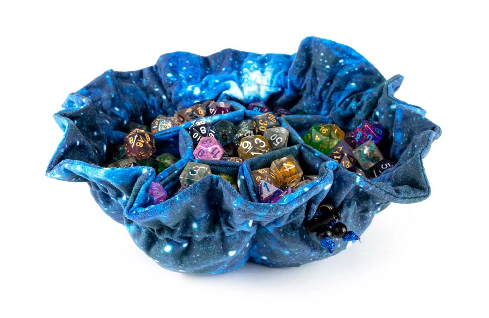 Fanroll: Velvet Compartment Dice Bag with Pockets: Galaxy