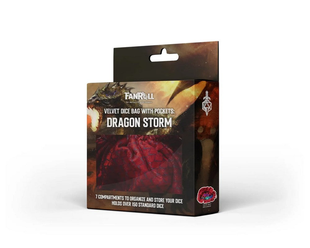 Fanroll: Dragon Storm Velvet Compartment Dice Bag: Red Dragon Scales