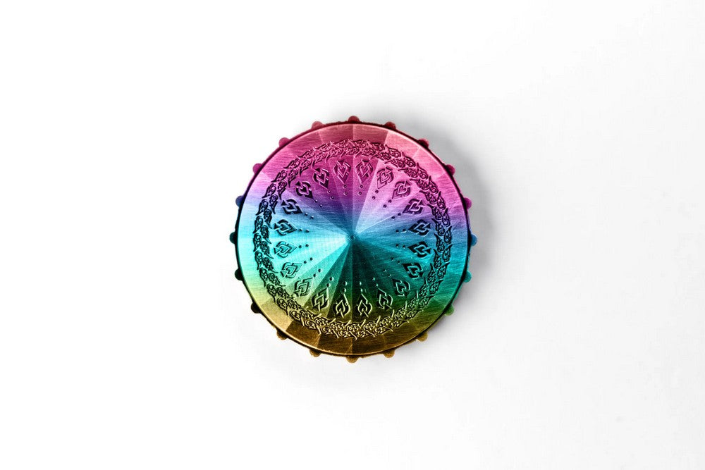 Fanroll: Metal d20 Spinner: Torched Rainbow