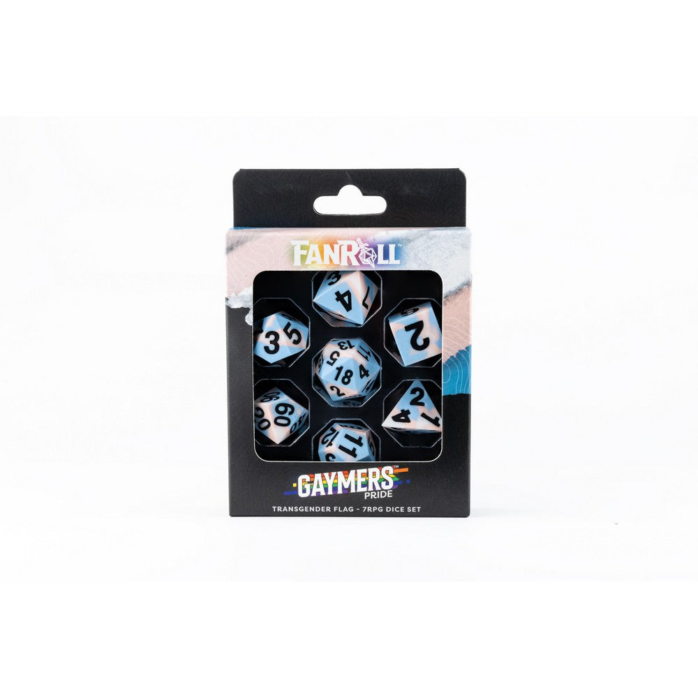 Fanroll: 16mm Pride Sharp Edge Silicone Rubber Poly Dice Set: Transgender
