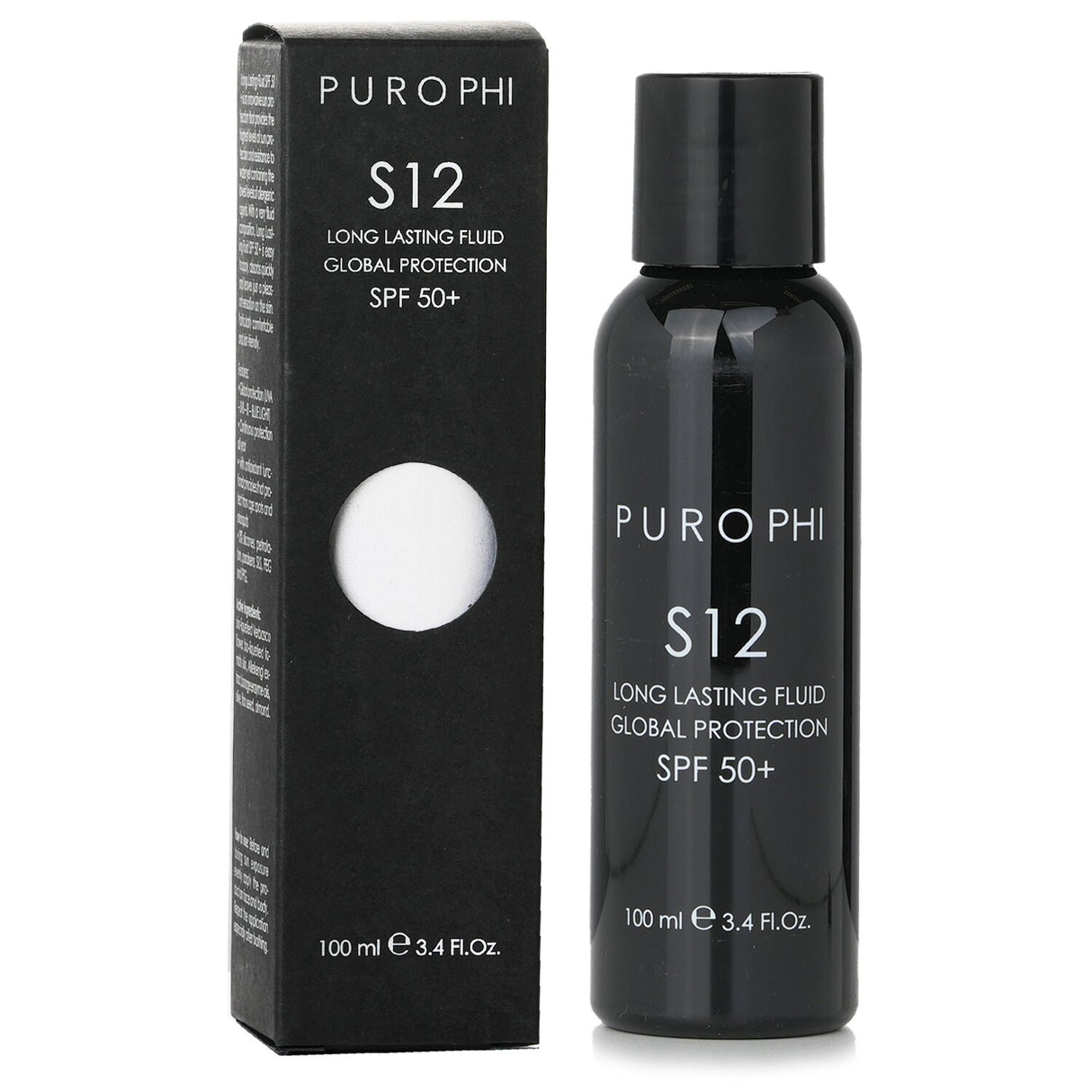 PUROPHI S12 Fluid Global Protection SPF 50 sunscreen, water-resistant with ultra-fluid texture for face and body.