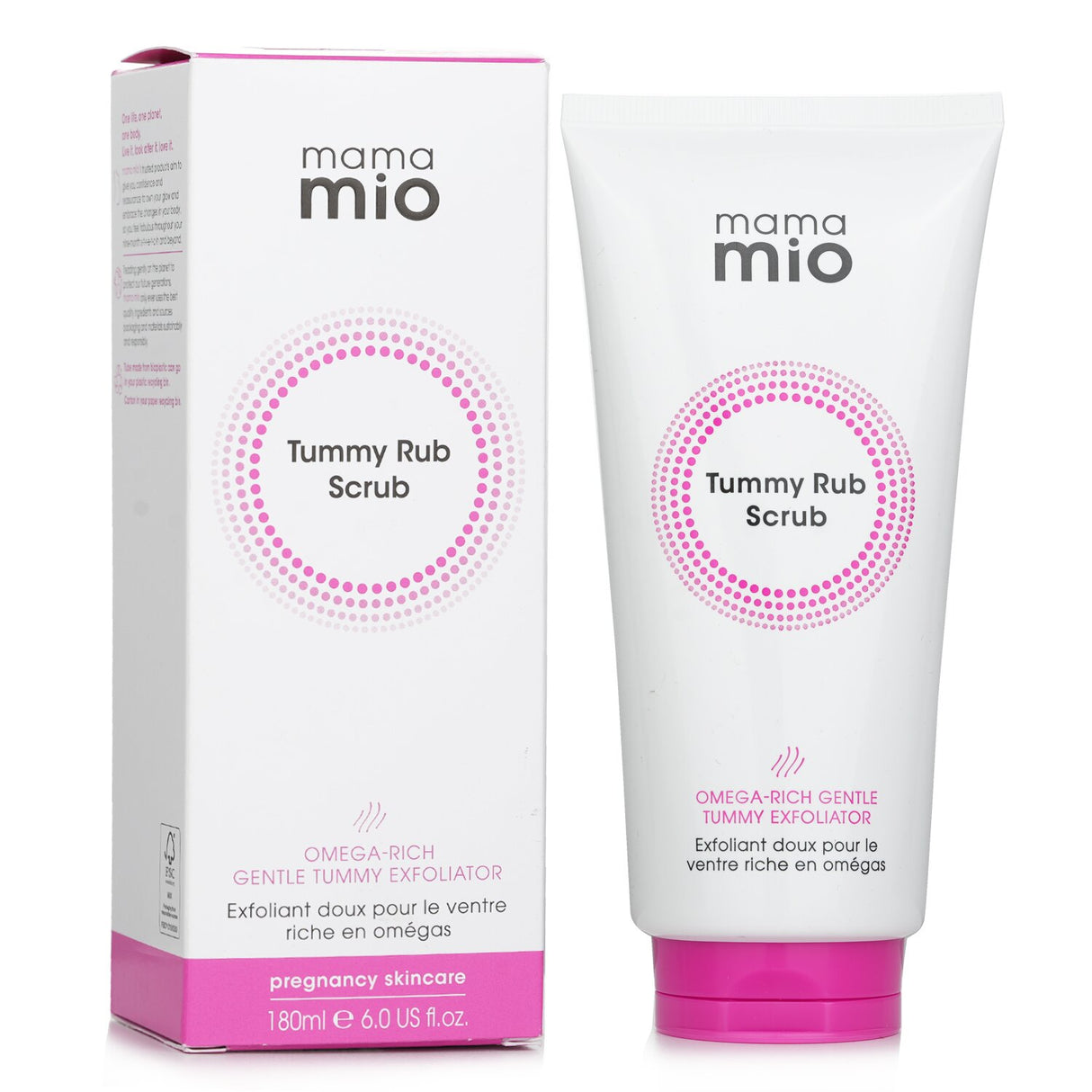 Mama Mio Tummy Rub Scrub - omega-rich exfoliator for expectant mothers, promoting elastic, nourished skin with natural oils.