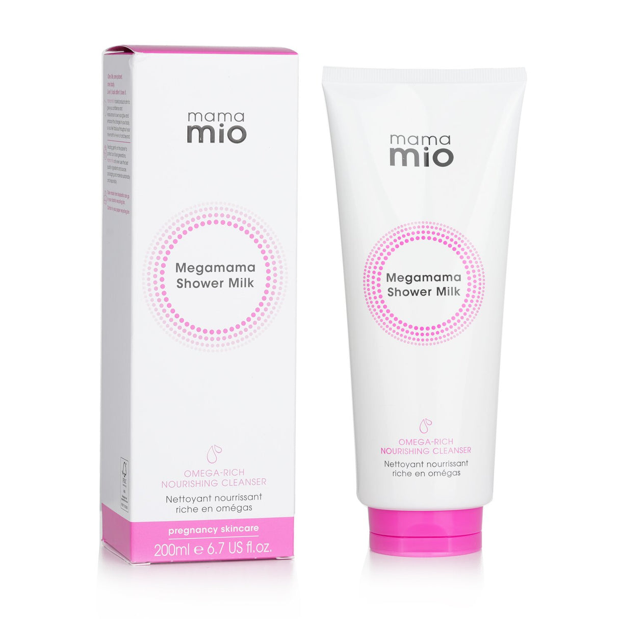 Luxurious vegan shower milk with omega oils for nourishing and revitalizing skin, perfect for expecting mothers.